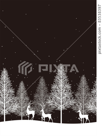 Seamless background illustration of winter forest and reindeer 83538397