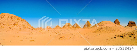 Sunset view to Nuri pyramids in desert, Napata Karima region , S 83538454
