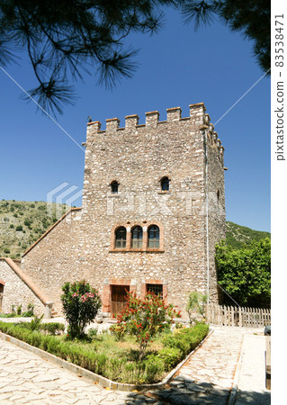 Panoramic view to ruins of Venetian Castle ancient town of Butrint , Sarande, Albania Panoramic view to ruins of Venetian Castle ancient town of Butrint , Sarande, Albania 83538471