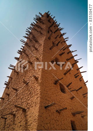 Exterior view to Grand mosque of Agadez, Niger Exterior view to Grand mosque of Agadez, Niger 83538477