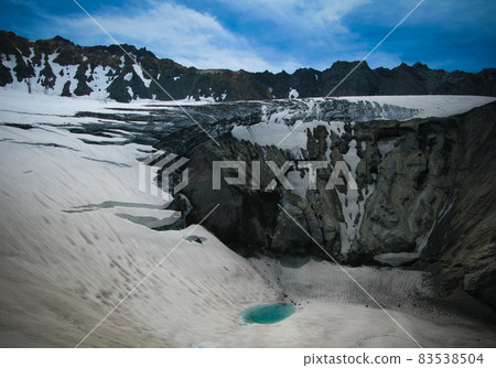 Panorama in active crater of Mutnovsky volcano, Kamchatka, Russia 83538504