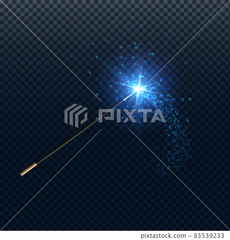 Magic wand with glowing sparkle trail, shiny star dust and light effect. Magic wand with glowing sparkle trail, shiny star dust and light effect. 83539233