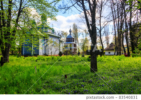 Old wooden church in Open air Museum of Folk Architecture and Folkways of Middle Naddnipryanschina in Pereyaslav, Ukraine Old wooden church in Open air Museum of Folk Architecture and Folkways of Middle Naddnipryanschina in Pereyaslav, Ukraine 83540831