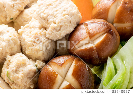 Chicken meatball hot pot up. 83540957