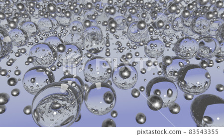 Abstract background with transparent and silver 3d spheres on a purple background 83543355