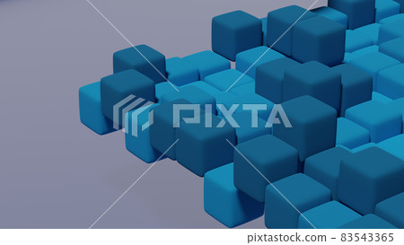 Abstract matte 3d cubes in a dark and light shade of blue on a gray background. Closeup Abstract matte 3d cubes in a dark and light shade of blue on a gray background. Closeup 83543365