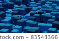 Abstract background with blue colored cubes. 3d render. Dark and light shades 83543366