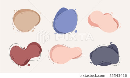 Liquid basic shapes. Labels stickers template, decorative pastel colors modern design elements. Creative banners for decorations vector set 83543416