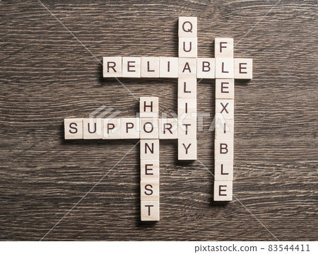 Conceptual business keywords on table with elements of game making crossword Conceptual business keywords on table with elements of game making crossword 83544411