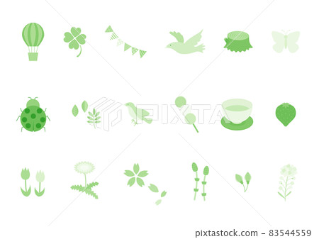 Flat and simple spring illustration set - Stock Illustration [83544559 ...