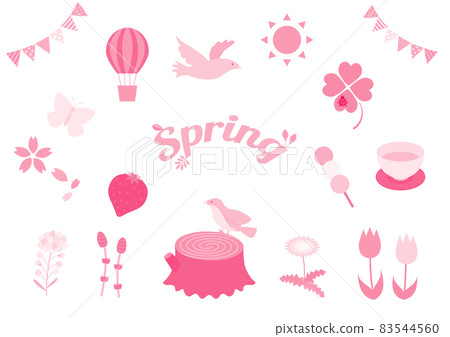 Spring Grafic Simple Flat and simple spring illustration set - Stock Illustration [83544560 ...