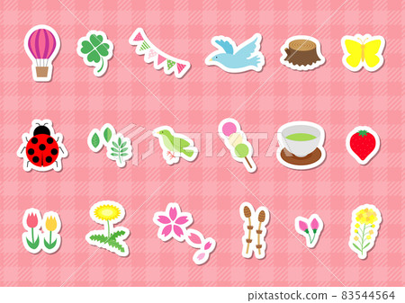 Flat and simple spring illustration set 83544564