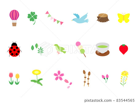 Flat and simple spring illustration set 83544565