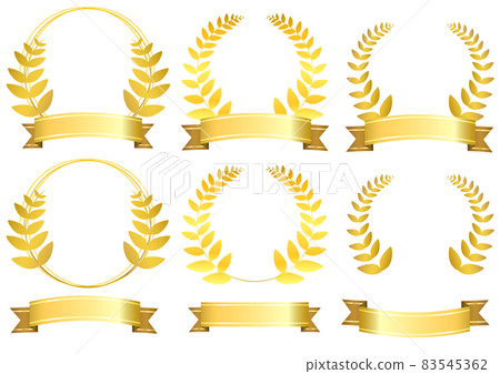 月桂樹和絲帶設置金色 83545362