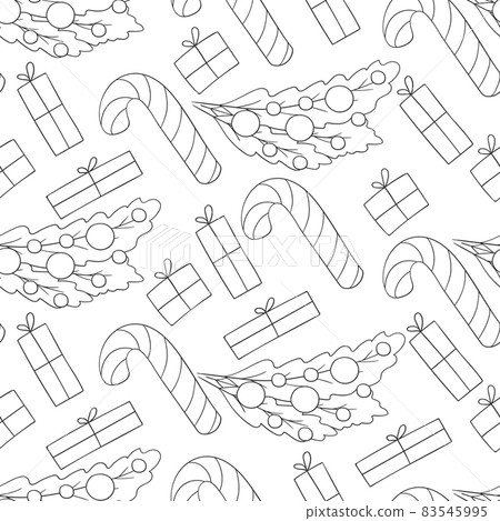 Seamless vector pattern. Christmas tree decorations. Pattern in hand draw style 83545995