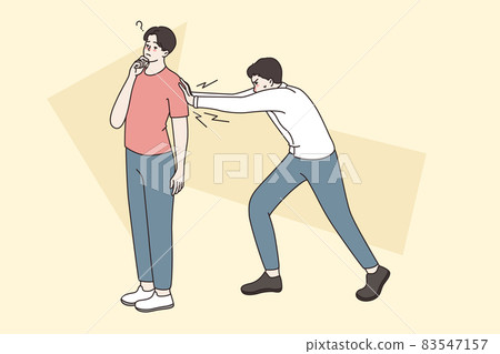Decisive man referring recommending friend for vacancy  83547157