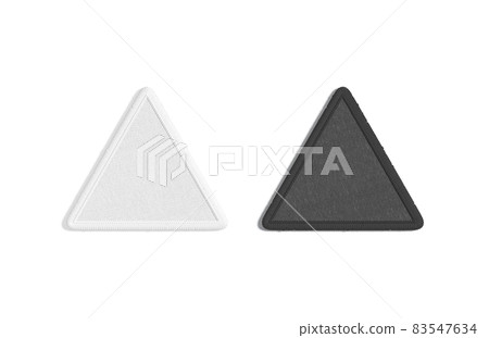 Blank black and white triangle embroidered patch mockup, top view Blank black and white triangle embroidered patch mockup, top view 83547634