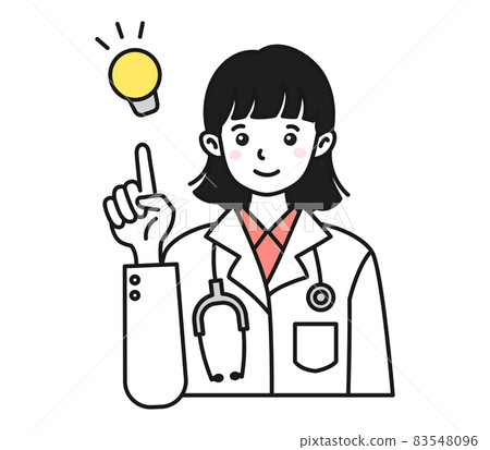 Illustration material of a female doctor in a white coat making a suggestion Illustration material of a female doctor in a white coat making a suggestion 83548096