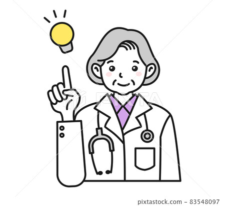 Illustration material of an elderly female doctor in a white coat making a suggestion Illustration material of an elderly female doctor in a white coat making a suggestion 83548097