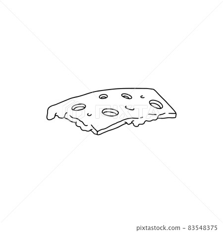Hand drawn slice of cheese with holes,... - Stock Illustration ...