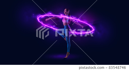 Abstract desing, concept of sport, action, motion in sport. Artwork 83548746