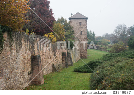 View of the famous medieval fortifications in Bergheim - France 83549987