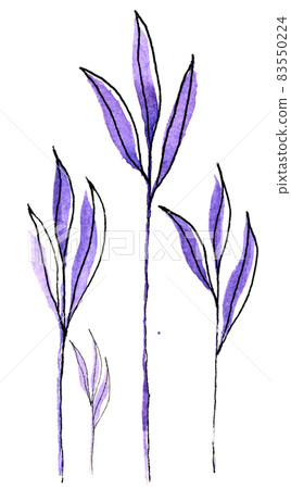 Hand drawn watercolour sketch of exotic purple leaves. 83550224
