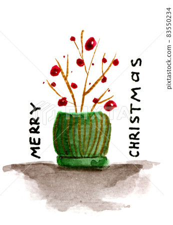 Winter holiday cute watercolour of Christmas tree. Winter holiday cute watercolour of Christmas tree. 83550234