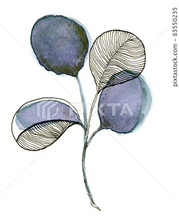 Hand drawn watercolour of floral element. Hand drawn watercolour of floral element. 83550235
