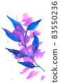 Hand painted watercolour leaves and splashes. 83550236