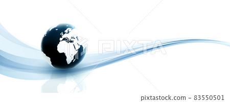 A futuristic image of the earth and curves centered on Europe and Africa on a white background. 83550501