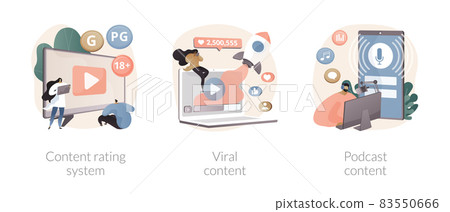 Media and tv content abstract concept vector illustrations. 83550666