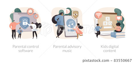 Media content limitation technology abstract concept vector illustrations. 83550667
