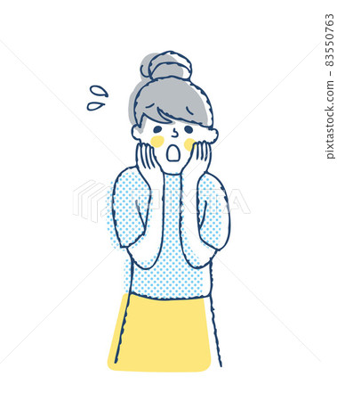 A woman with a troubled expression with her hand on her cheek A woman with a troubled expression with her hand on her cheek 83550763