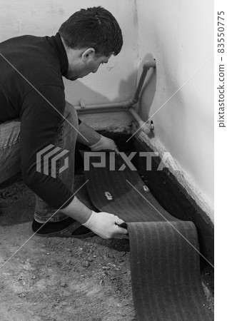 Material for waterproofing, measuring and cutting roofing tape for protection against moisture. 83550775