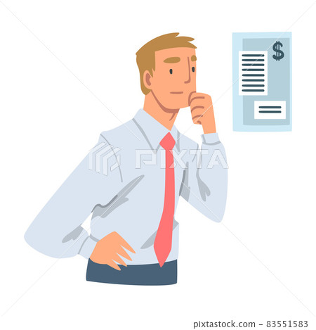 Man Analyzing Financial Profit Growth and Evaluating Revenue and Expense Vector Illustration 83551583