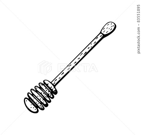 Honey stick sketch. Bee honey. Hand-drawn illustration in the Doodle style. Honey stick sketch. Bee honey. Hand-drawn illustration in the Doodle style. 83551895