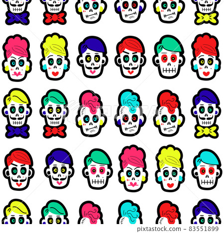 Seamless pattern with Mexican sugar skulls Seamless pattern with Mexican sugar skulls 83551899