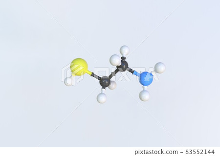Molecule of cysteamine, isolated molecular model. 3D rendering 83552144