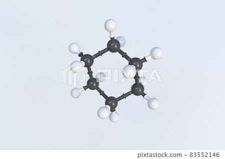 Cyclohexane molecule, isolated molecular model. 3D rendering 83552146