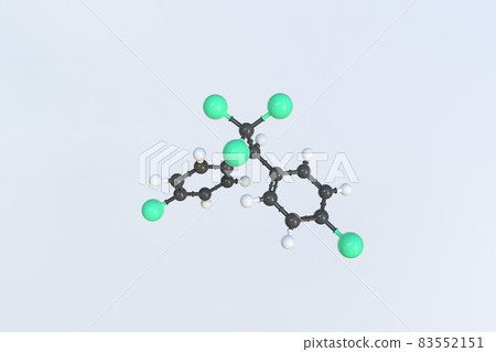 Ddt molecule, isolated molecular model. 3D rendering Ddt molecule, isolated molecular model. 3D rendering 83552151