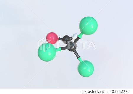 Chloral molecule, isolated molecular model. 3D rendering 83552221