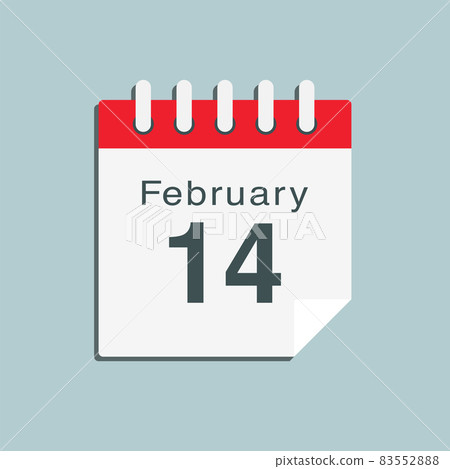 Icon day date 14 February, template calendar page 83552888