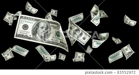 Us dollar bill. Washington American cash. Falling usd money background. 83552972