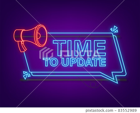 System software update or upgrade. Banner new update. Time to Update. Neon icon. Vector illustration 83552989