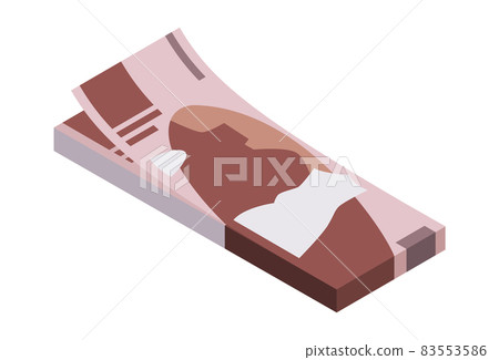 Isometric stack of money. Currency or cash icon. Bundle of banknotes. Stack of cash symbol. Bills in pack isolated on white background Isometric stack of money. Currency or cash icon. Bundle of banknotes. Stack of cash symbol. Bills in pack isolated on white background 83553586
