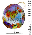 Simple cartoon watercolor painting of autumn tree. 83554017