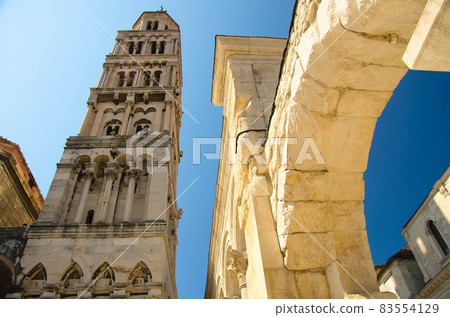 Saint Domnius bell tower above buildings, Split, Dalmatia, Croatia Saint Domnius bell tower above buildings, Split, Dalmatia, Croatia 83554129