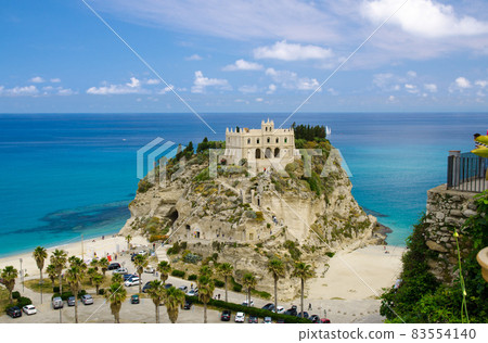 Sanctuary church Santa Maria dell Isola on top rock, Tropea, Italy 83554140