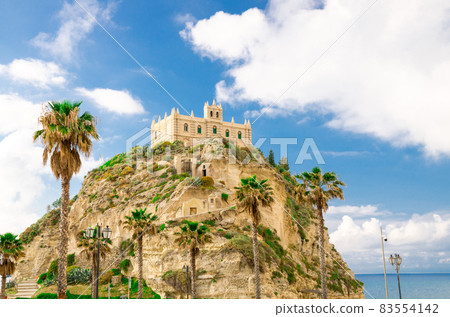 Sanctuary church Santa Maria dell Isola on top rock, Tropea, Italy 83554142